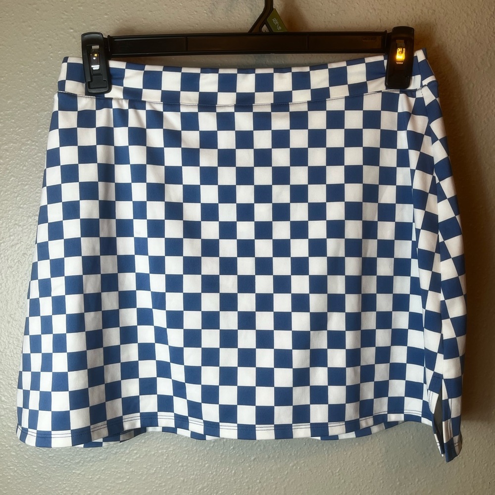 Reformation Eco Move Blue & White Checkered Skort Size XL